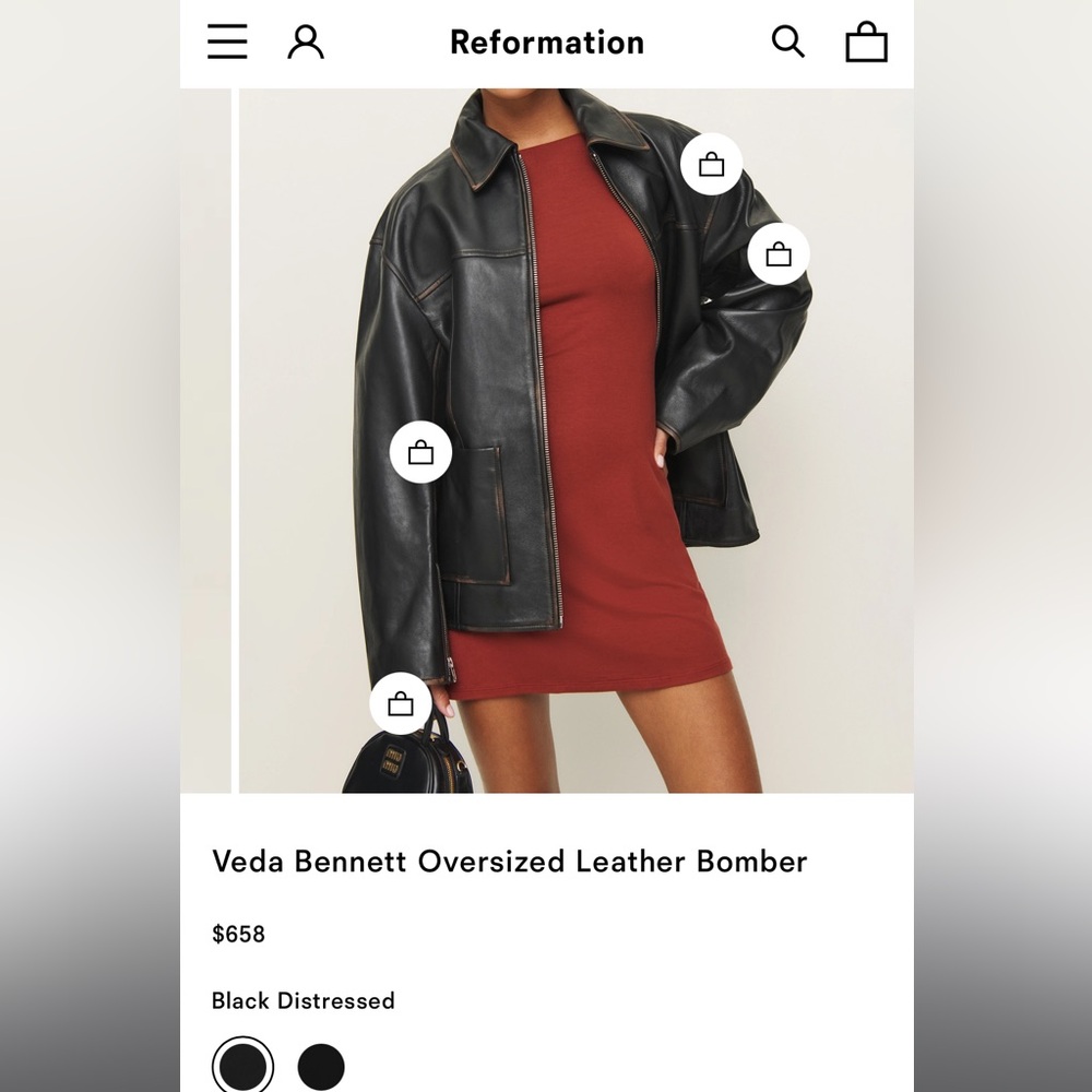 Reformation Veda Bennett Oversized Leather Bomber